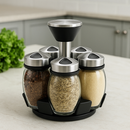 Porta Temperos Rotativo com 6 Frascos de Vidro