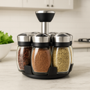 Porta Temperos Rotativo com 6 Frascos de Vidro