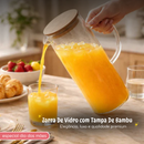 Jarra De Vidro com Tampa De Bambu