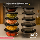 Conjunto 10 Peças de Potes de Vidro com Tampa - LEVE 10 PAGUE 5