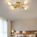 Lustre Luminária de Teto Industrial Moderno Dourado