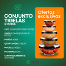 Conjunto 10 Peças de Potes de Vidro com Tampa - LEVE 10 PAGUE 5